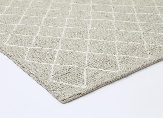 Tweed Diamond Weave Beige Handmade Wool Rug - Quality Rugs and Furniture