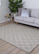 Tweed Diamond Weave Beige Handmade Wool Rug - Quality Rugs and Furniture