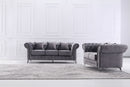 UK Velvet Sofa Set Grey - Quality Rugs and Furniture