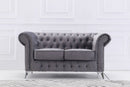 UK Velvet Sofa Set Grey - Quality Rugs and Furniture