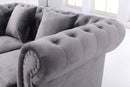 UK Velvet Sofa Set Grey - Quality Rugs and Furniture
