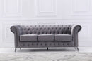 UK Velvet Sofa Set Grey - Quality Rugs and Furniture