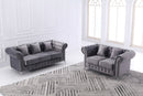 UK Velvet Sofa Set Grey - Quality Rugs and Furniture