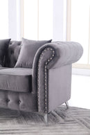 UK Velvet Sofa Set Grey - Quality Rugs and Furniture