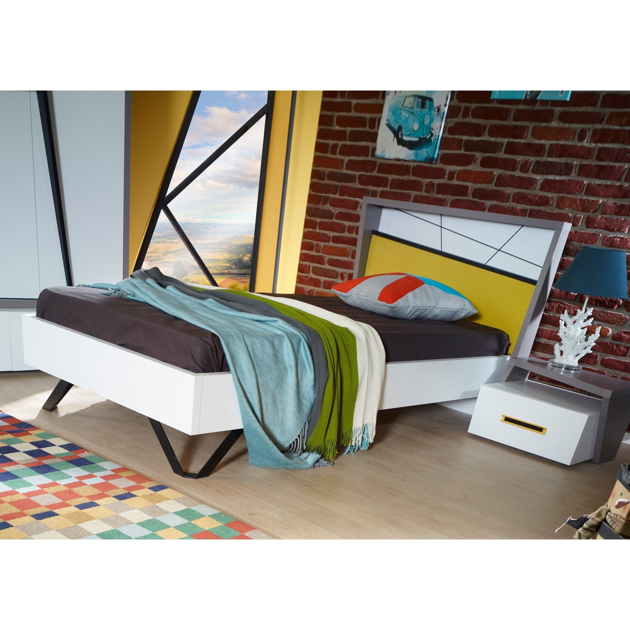 Vector Single Bed Luxury Modern Yellow/White - Quality Rugs and Furniture