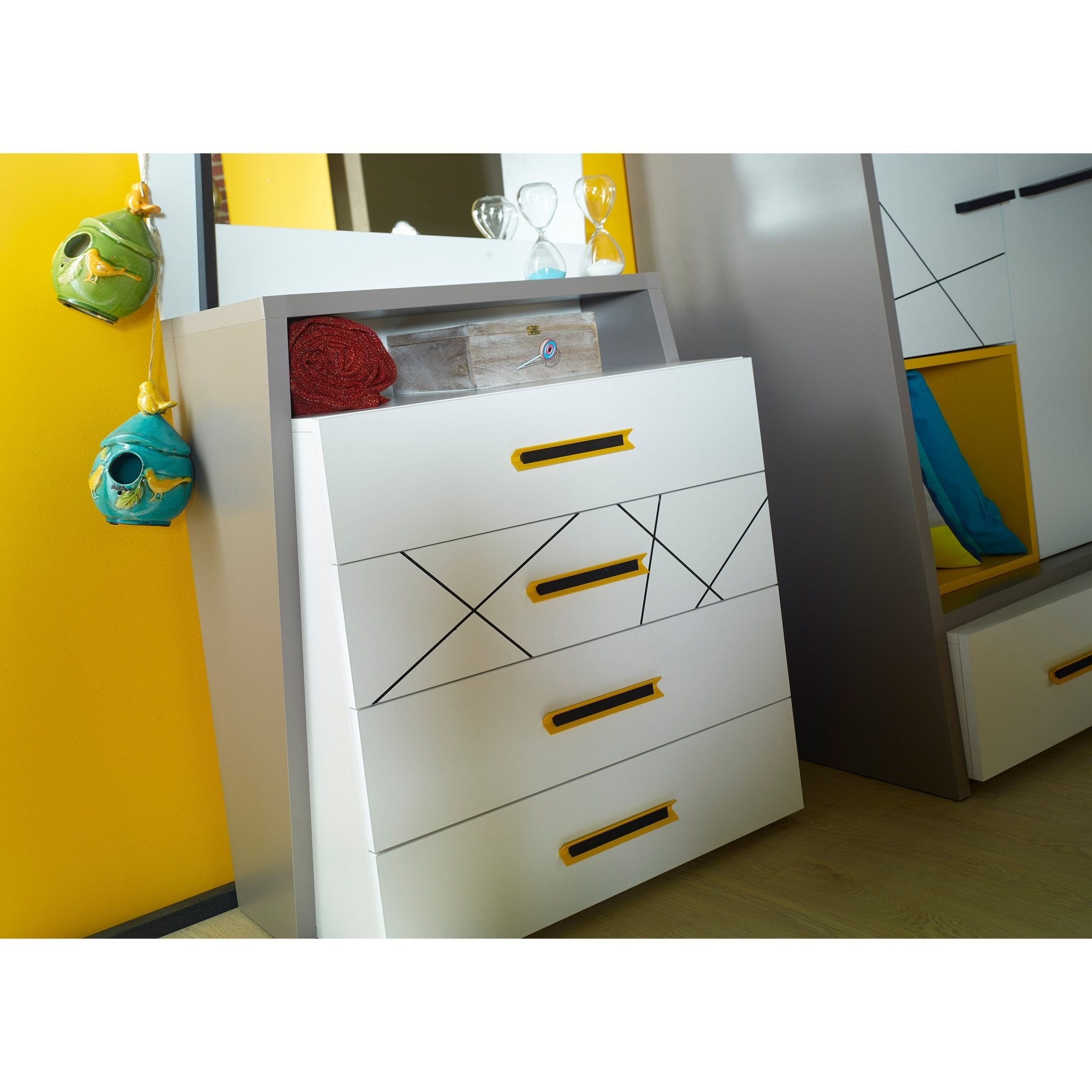 Vector Single Bed Luxury Modern Yellow/White - Quality Rugs and Furniture