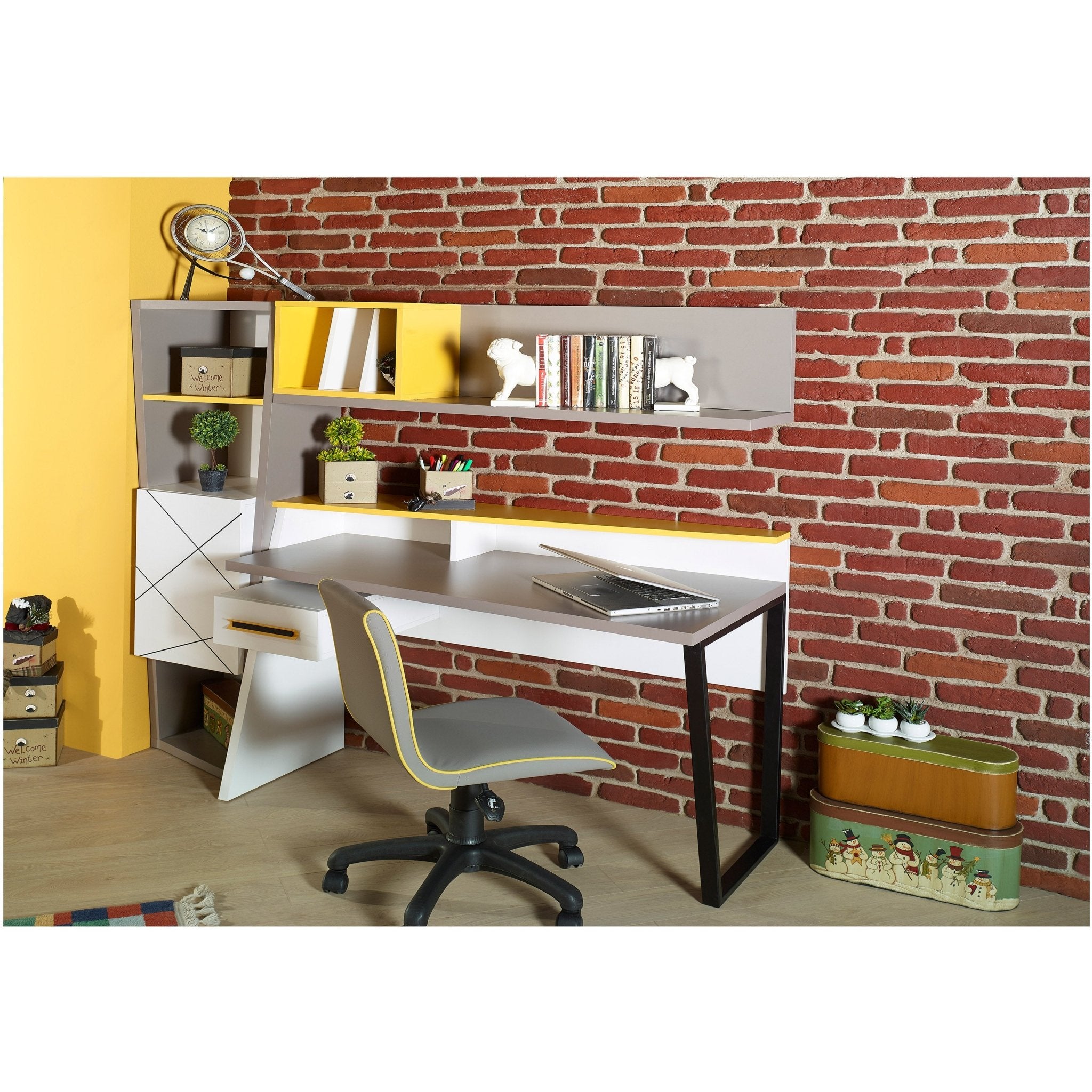 Vector Study Desk Yellow - Quality Rugs and Furniture