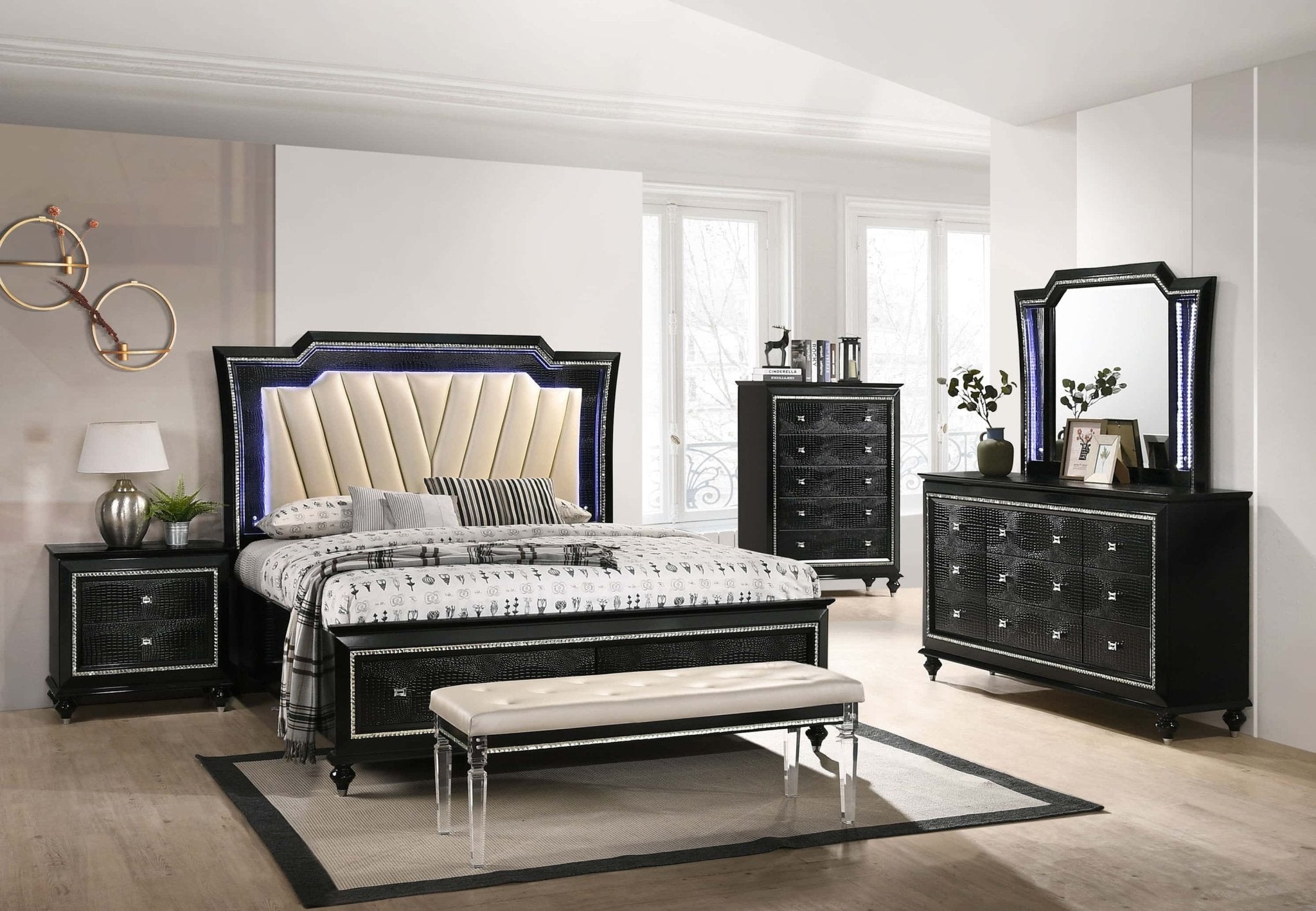Victoria Bedroom Suite Luxury Modern Black White - Quality Rugs and Furniture