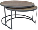 Xabl Round Coffee Table Set of 2 Grey Charcoal Metal Base - Quality Rugs and Furniture