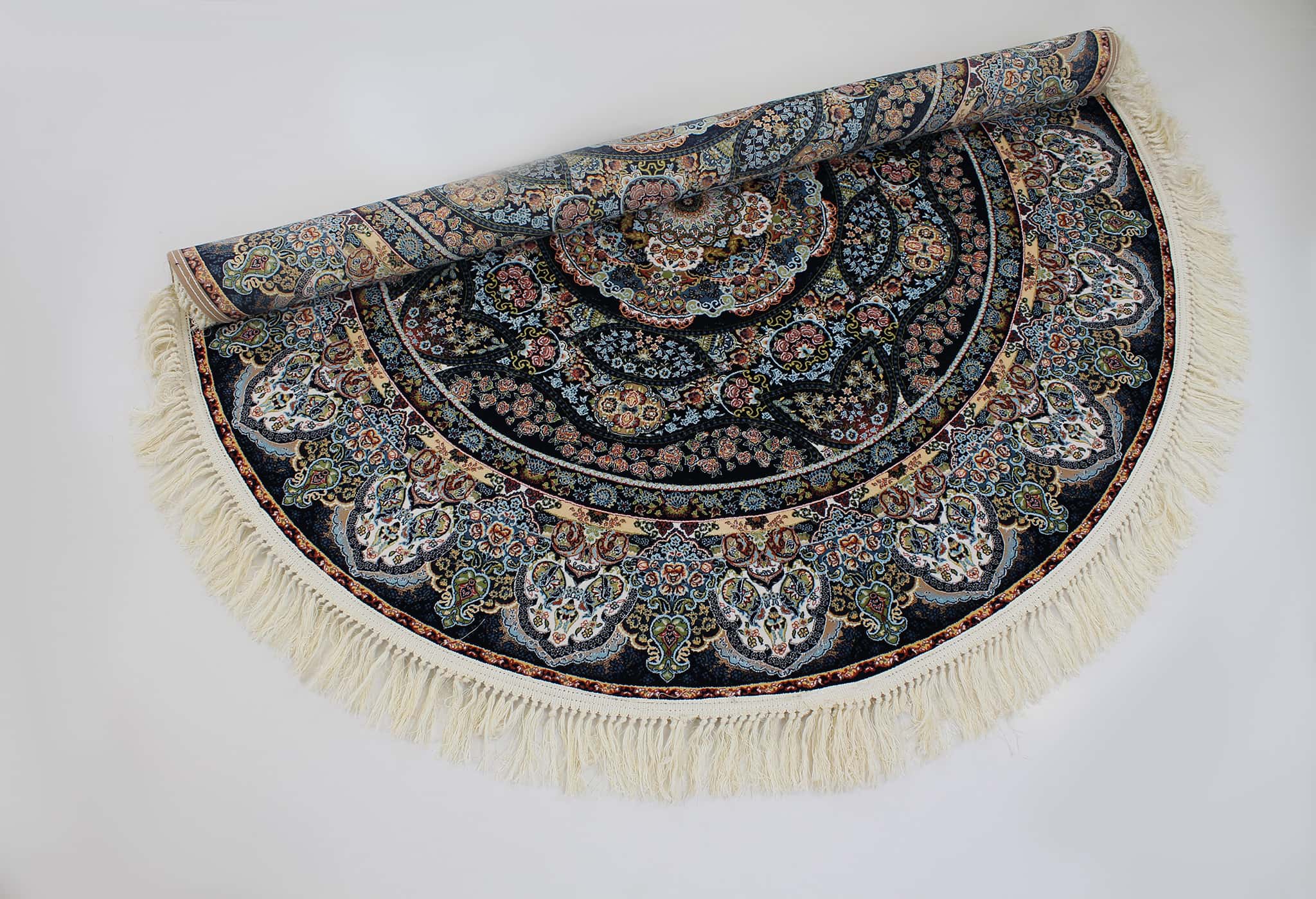 Zartosht 3780 Navy Round Persian Traditional Rug - Quality Rugs and Furniture