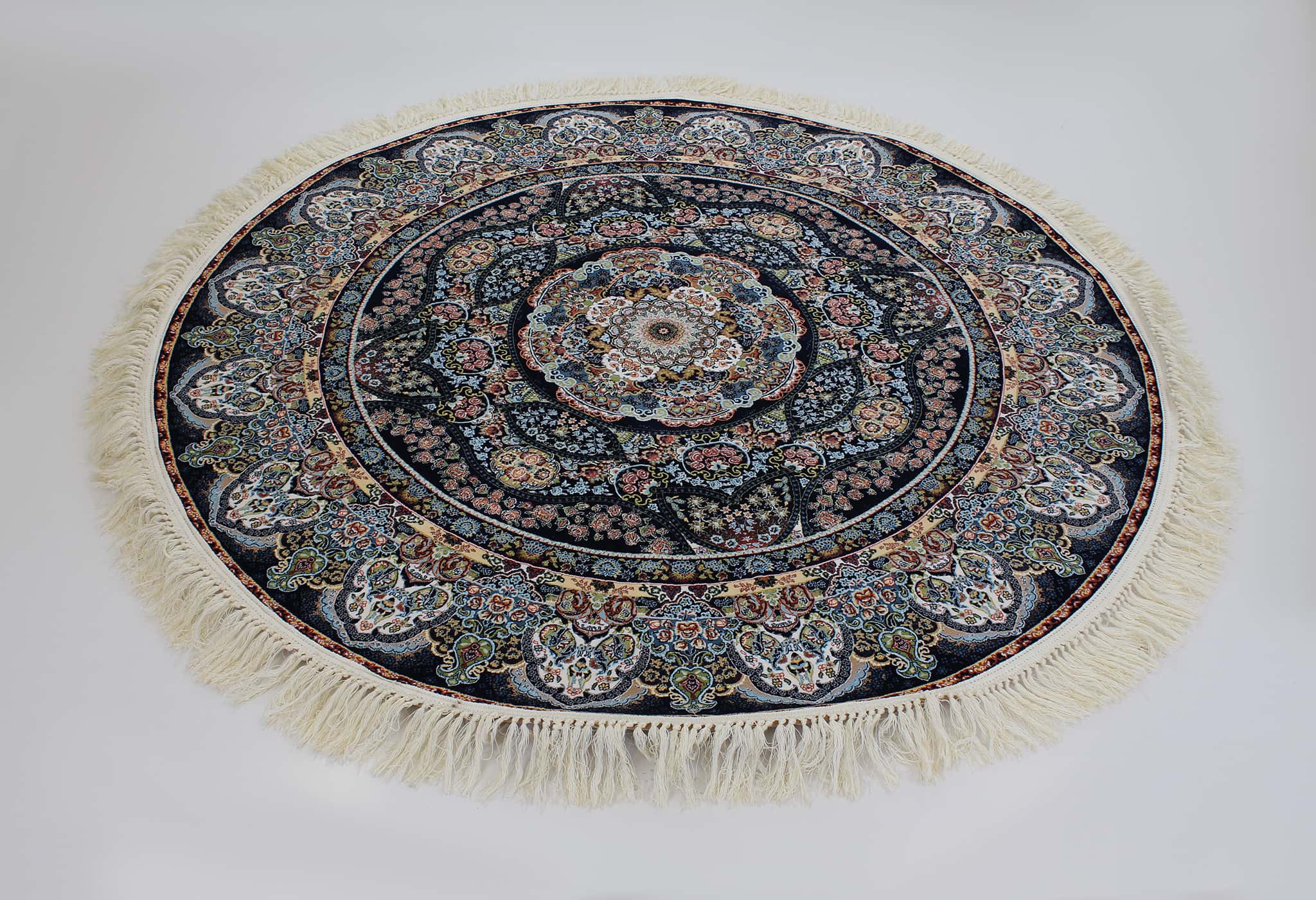 Zartosht 3780 Navy Round Persian Traditional Rug - Quality Rugs and Furniture