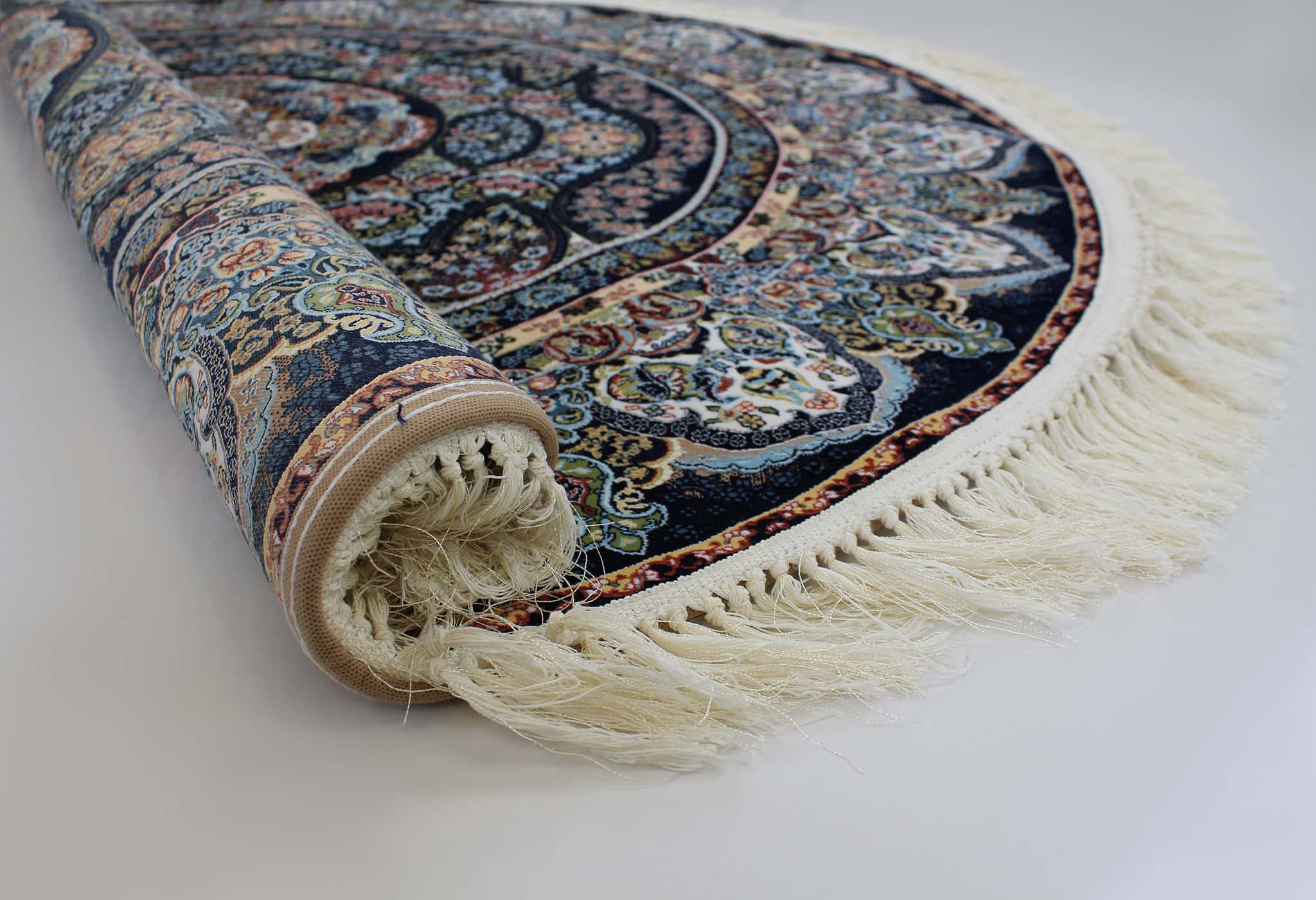 Zartosht 3780 Navy Round Persian Traditional Rug - Quality Rugs and Furniture