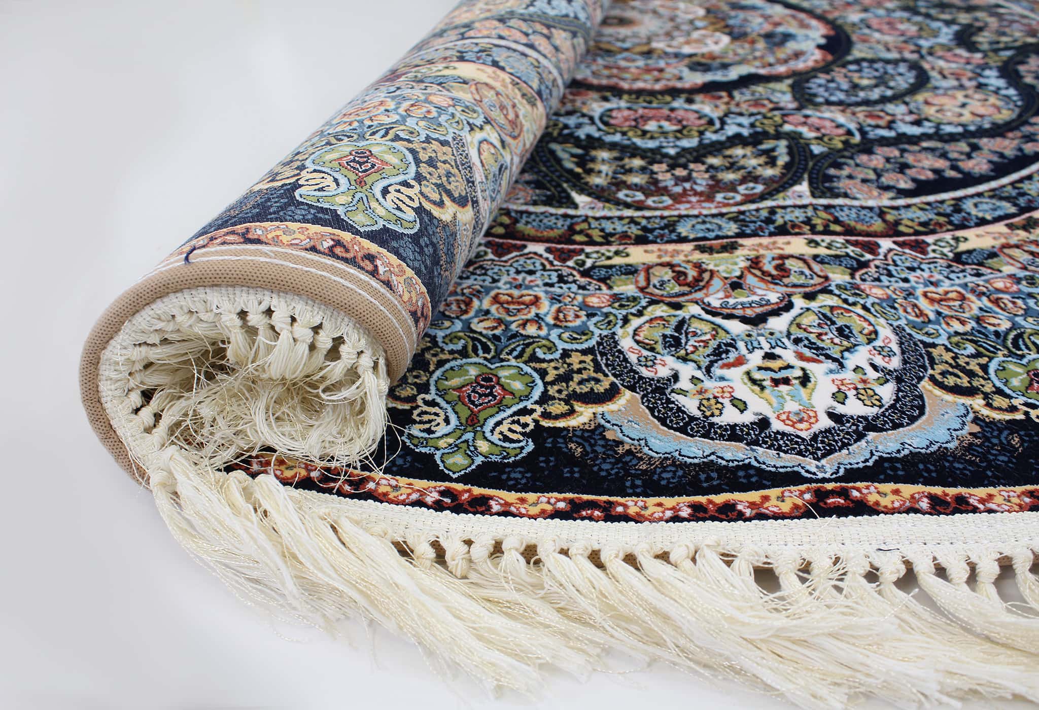 Zartosht 3780 Navy Round Persian Traditional Rug - Quality Rugs and Furniture