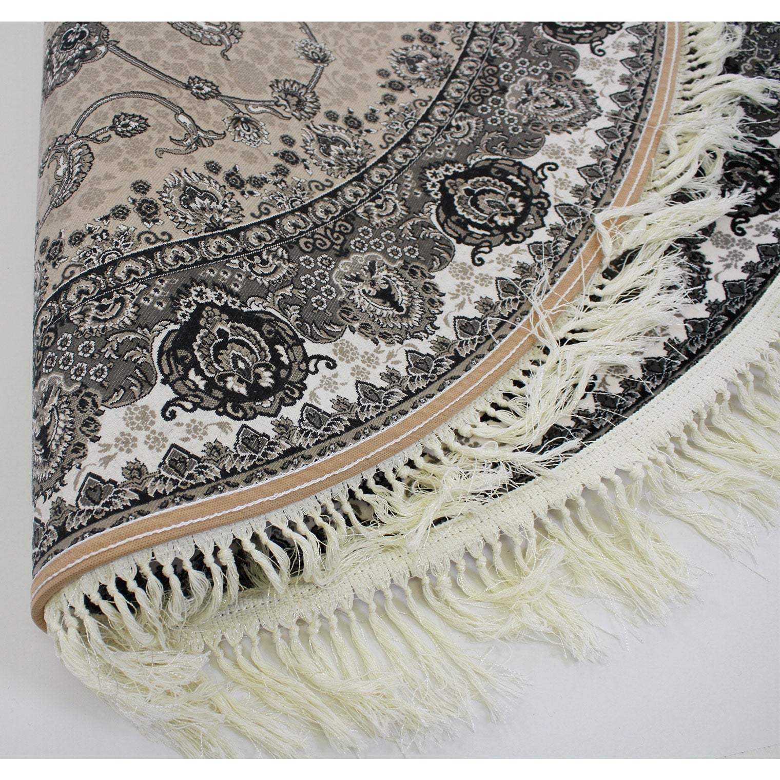 Zartosht 3830 Grey/ Black White Round Persian Traditional Rug - Quality Rugs and Furniture