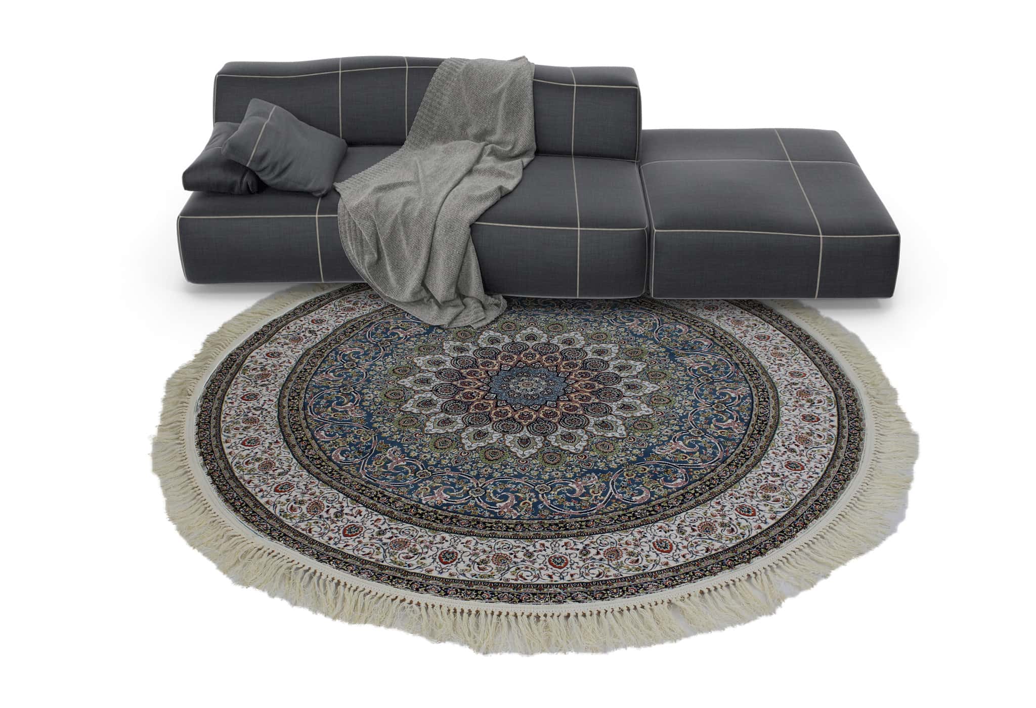 Zartosht 4545 Dark Blue Round Persian Traditional Rug - Quality Rugs and Furniture