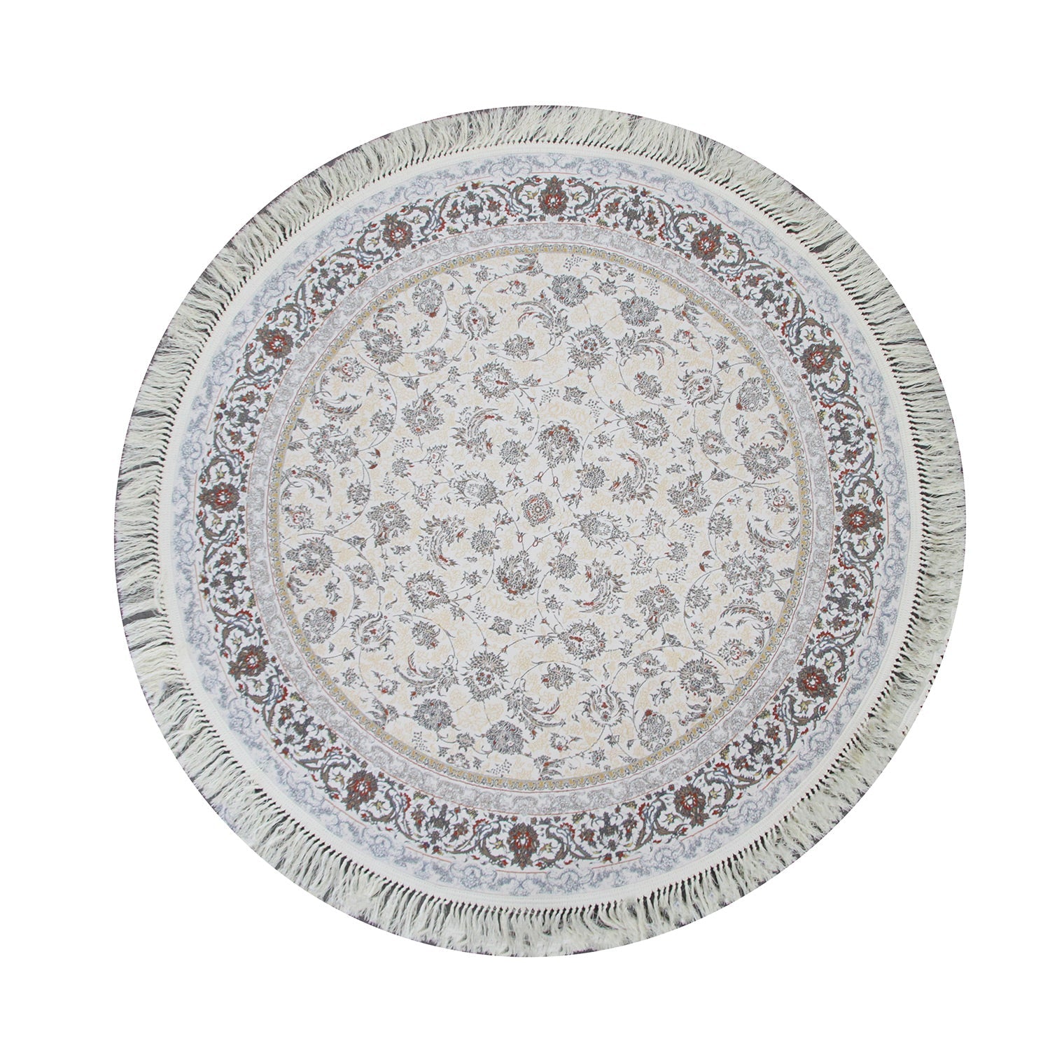 Zartosht 4819 Cream Round Persian Traditional Rug - Quality Rugs and Furniture
