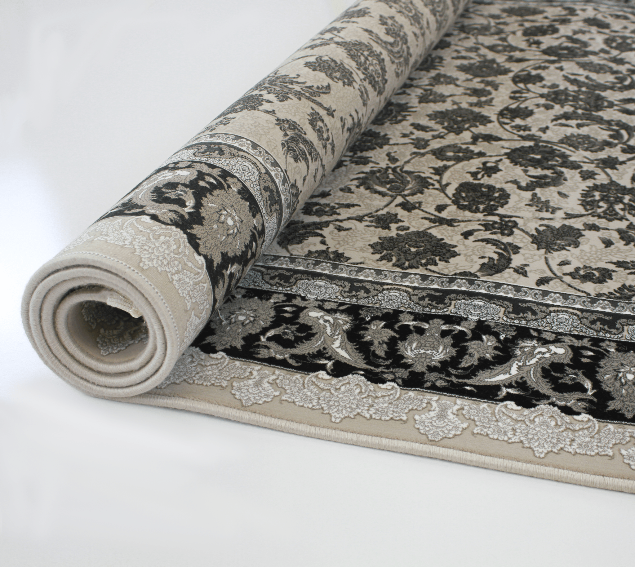 Zartosht 4819 Grey/ Black White Persian Traditional Rug - Quality Rugs and Furniture
