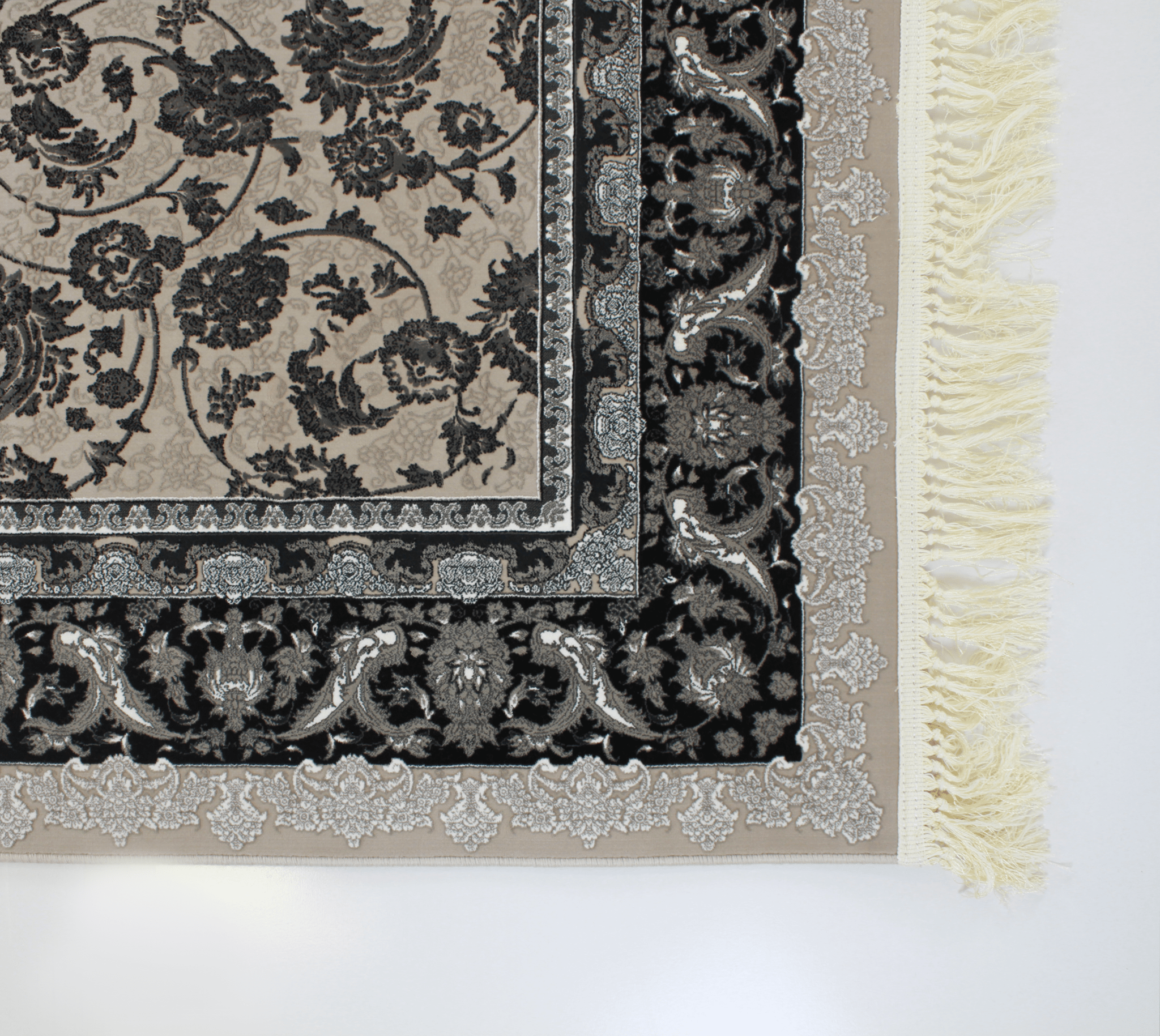 Zartosht 4819 Grey/ Black White Persian Traditional Rug - Quality Rugs and Furniture