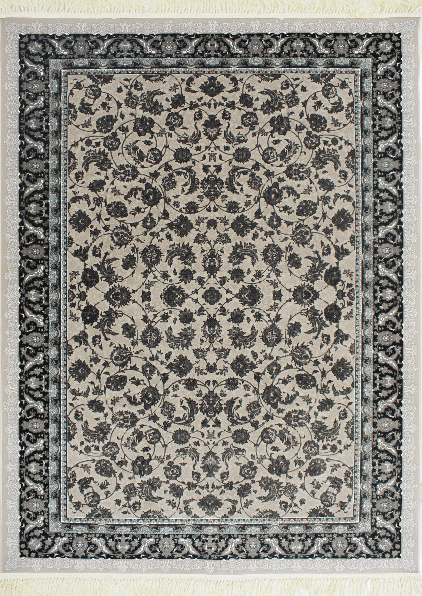 Zartosht 4819 Grey/ Black White Persian Traditional Rug - Quality Rugs and Furniture
