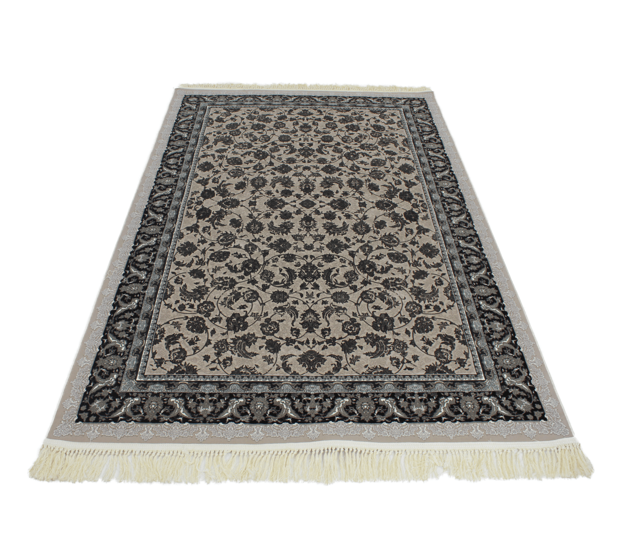 Zartosht 4819 Grey/ Black White Persian Traditional Rug - Quality Rugs and Furniture