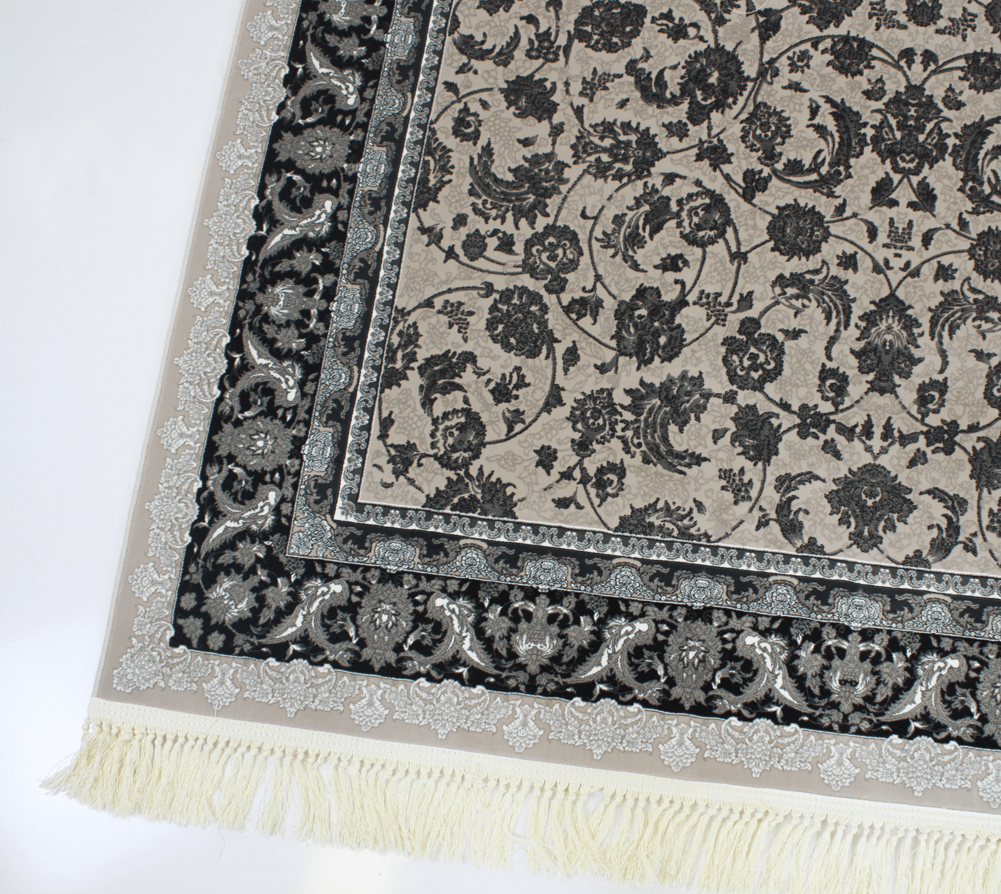 Zartosht 4819 Grey/ Black White Persian Traditional Rug - Quality Rugs and Furniture