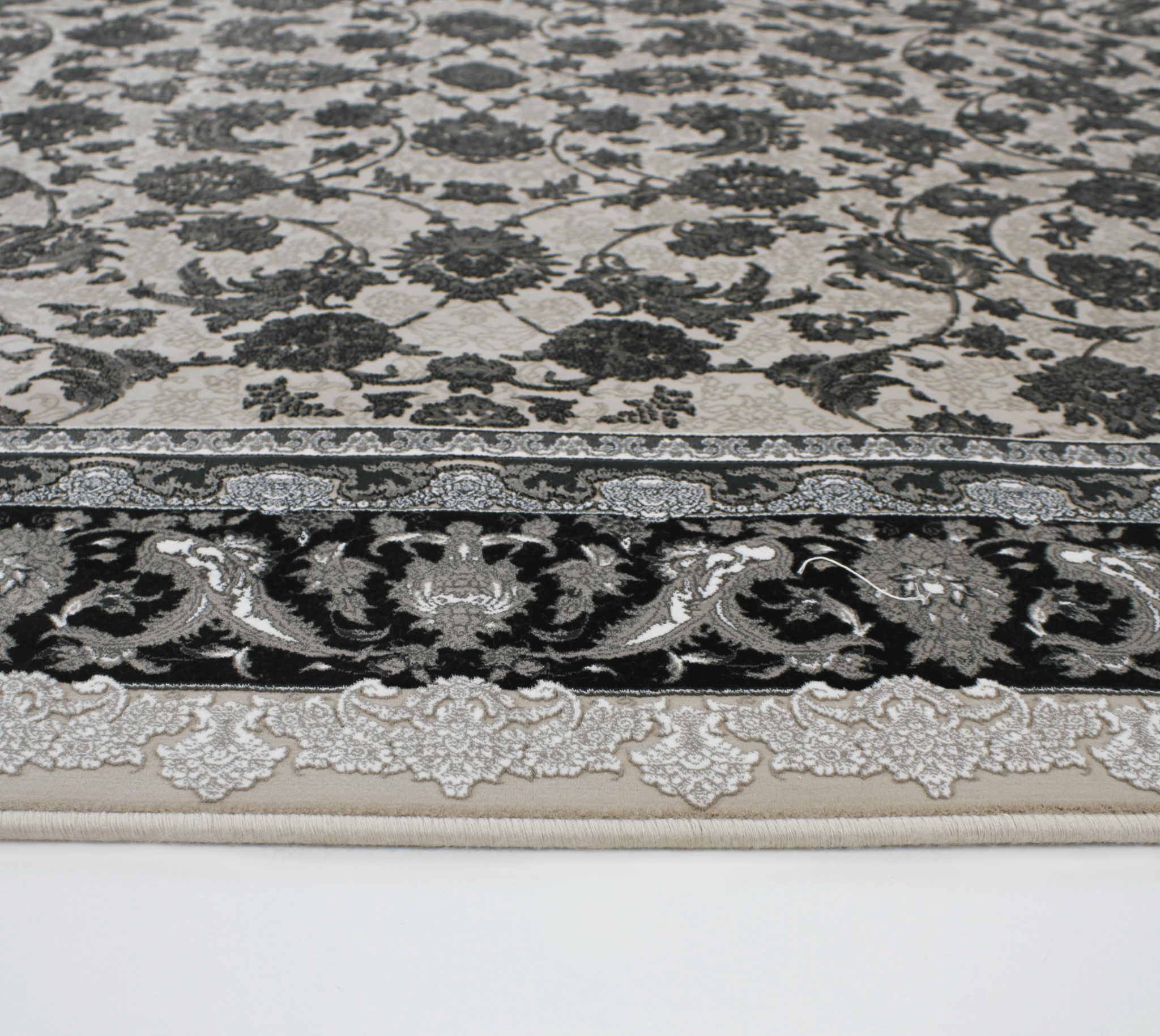 Zartosht 4819 Grey/ Black White Persian Traditional Rug - Quality Rugs and Furniture