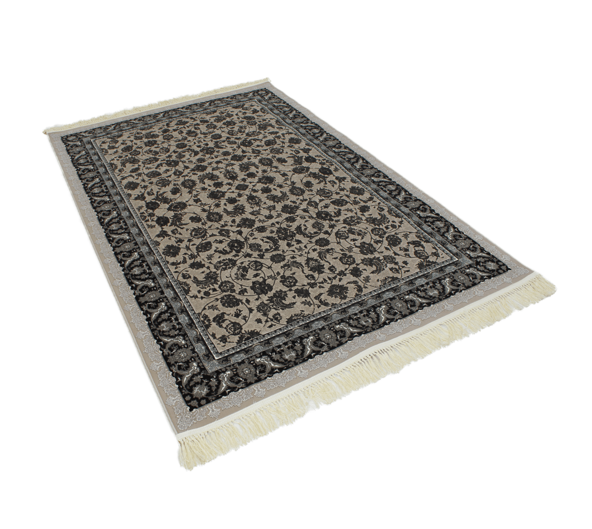 Zartosht 4819 Grey/ Black White Persian Traditional Rug - Quality Rugs and Furniture