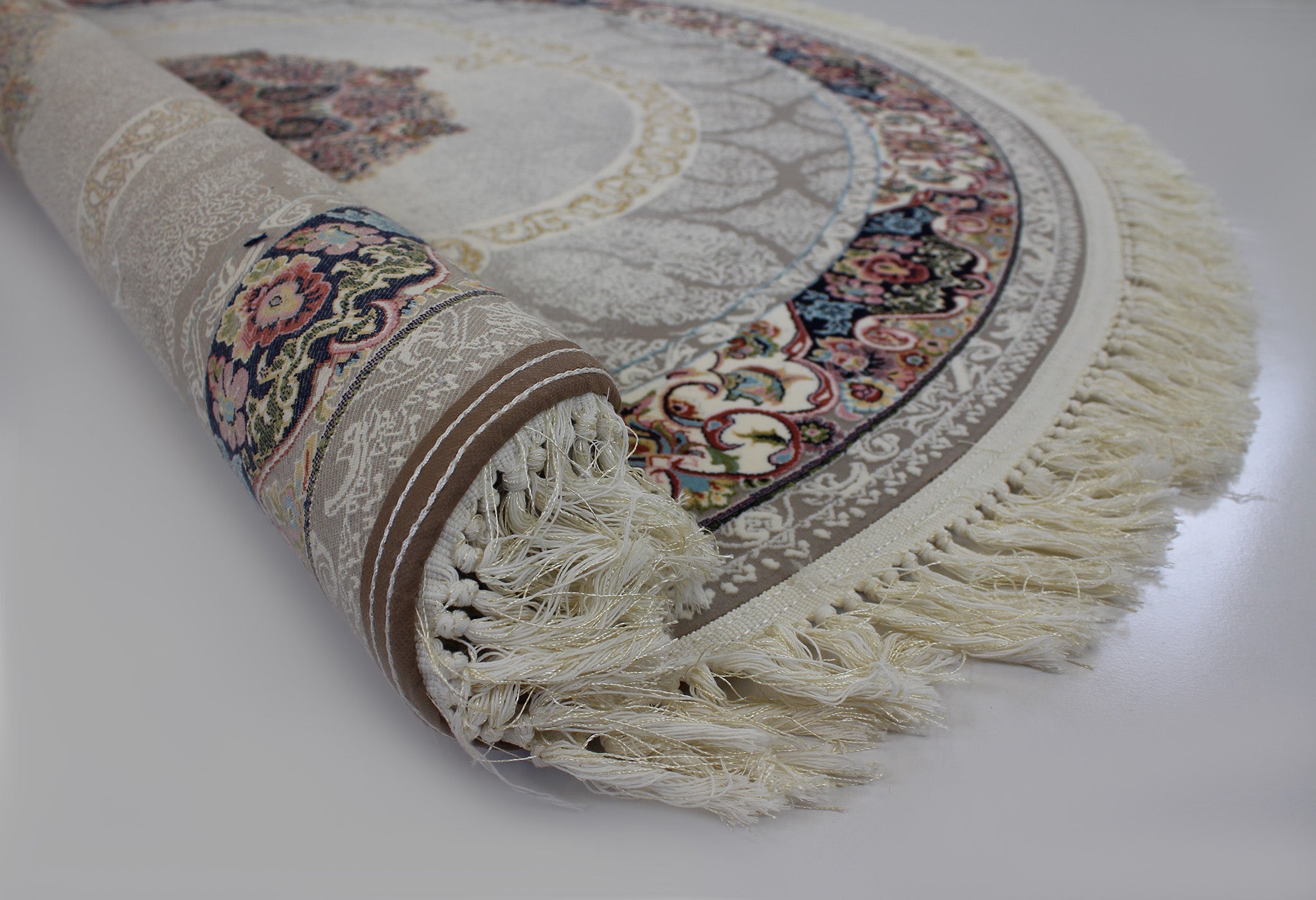 Zartosht 4920 Grey Round Persian Traditional Rug - Quality Rugs and Furniture