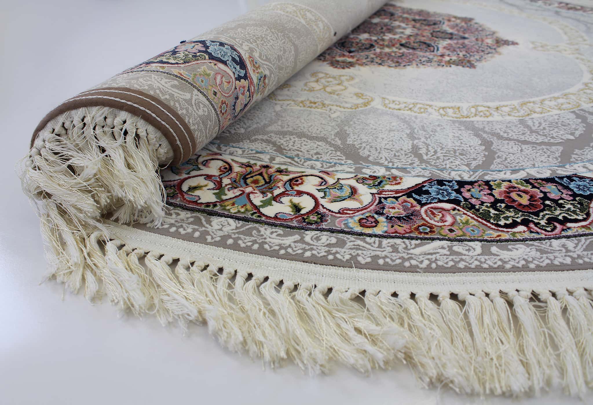 Zartosht 4920 Grey Round Persian Traditional Rug - Quality Rugs and Furniture