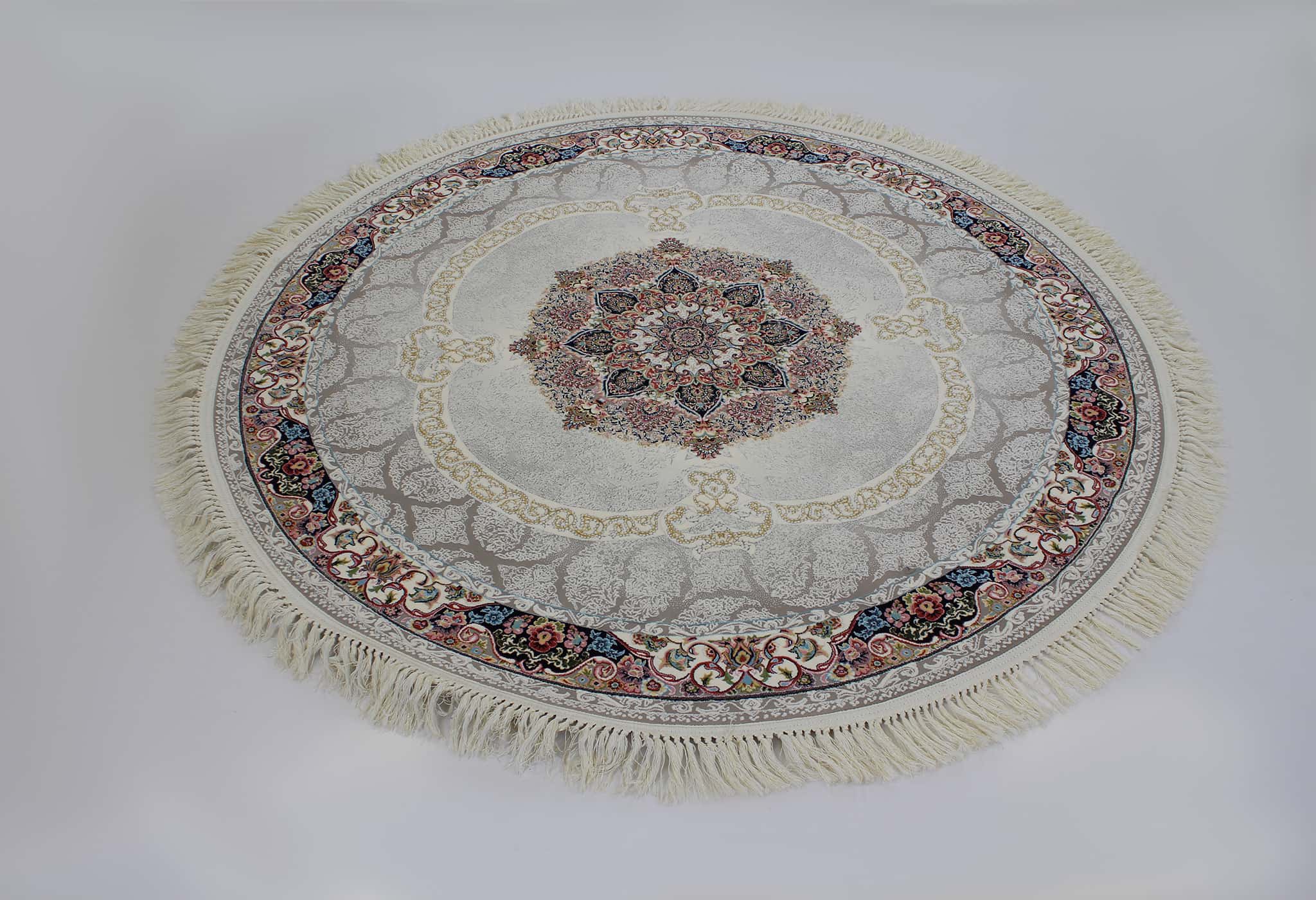 Zartosht 4920 Grey Round Persian Traditional Rug - Quality Rugs and Furniture