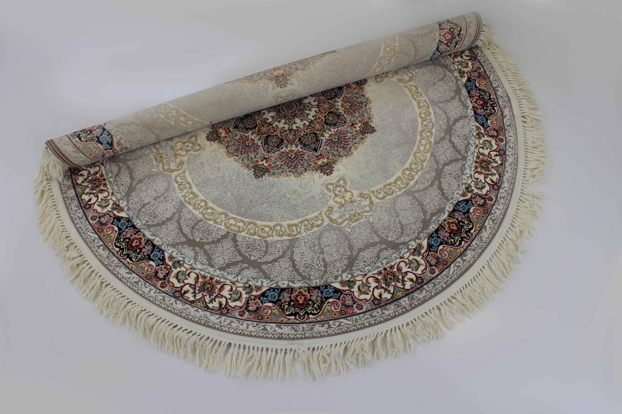 Zartosht 4920 Grey Round Persian Traditional Rug - Quality Rugs and Furniture
