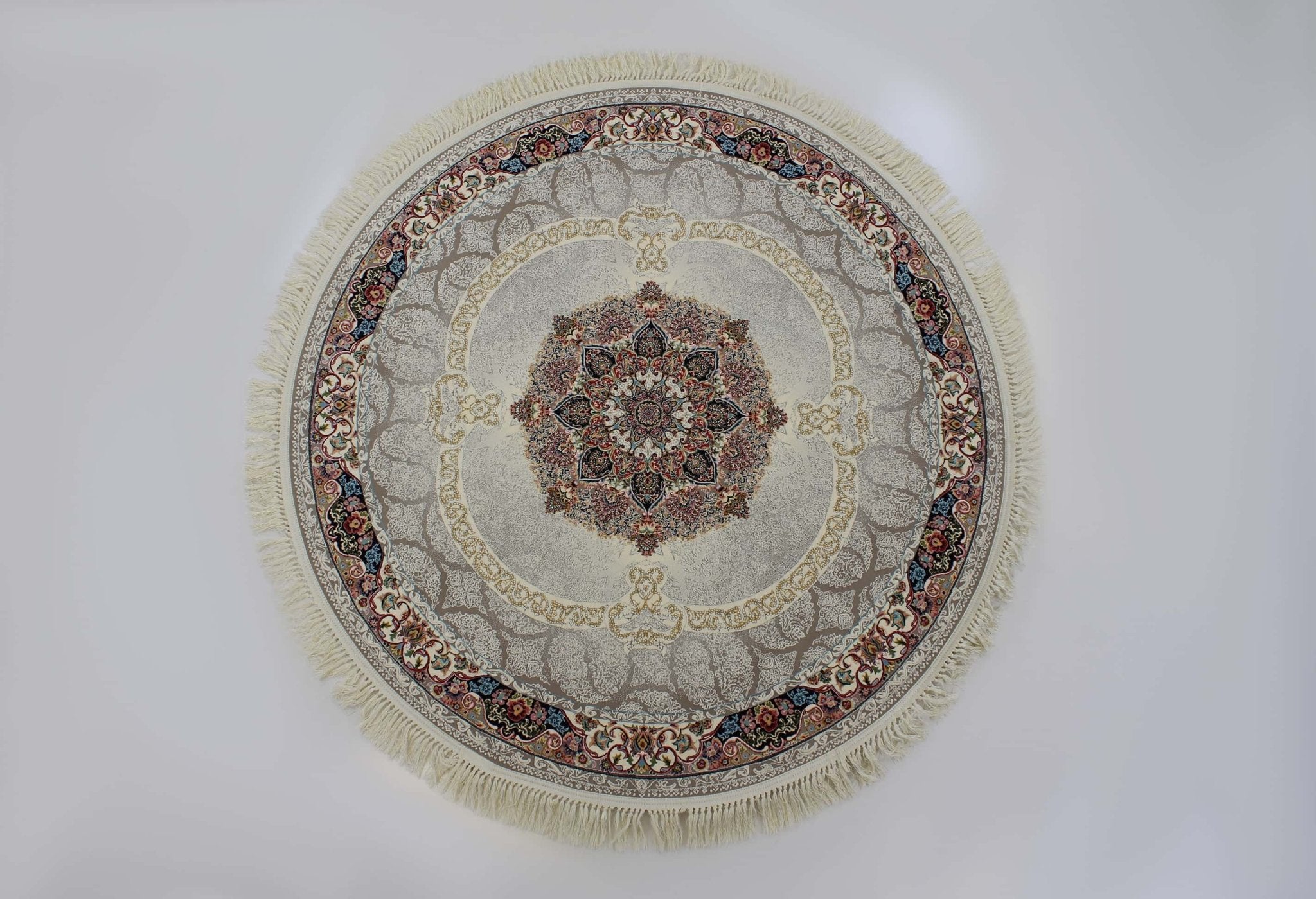 Zartosht 4920 Grey Round Persian Traditional Rug - Quality Rugs and Furniture