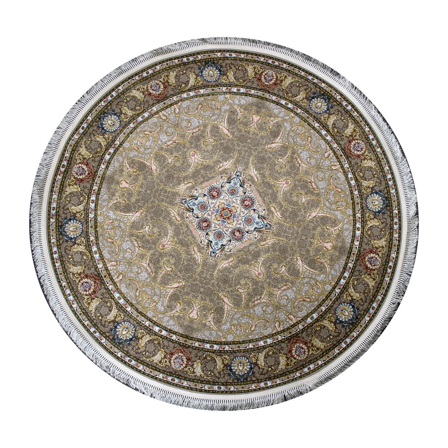 Zartosht 5252 Cream Round Persian Traditional Rug - Quality Rugs and Furniture