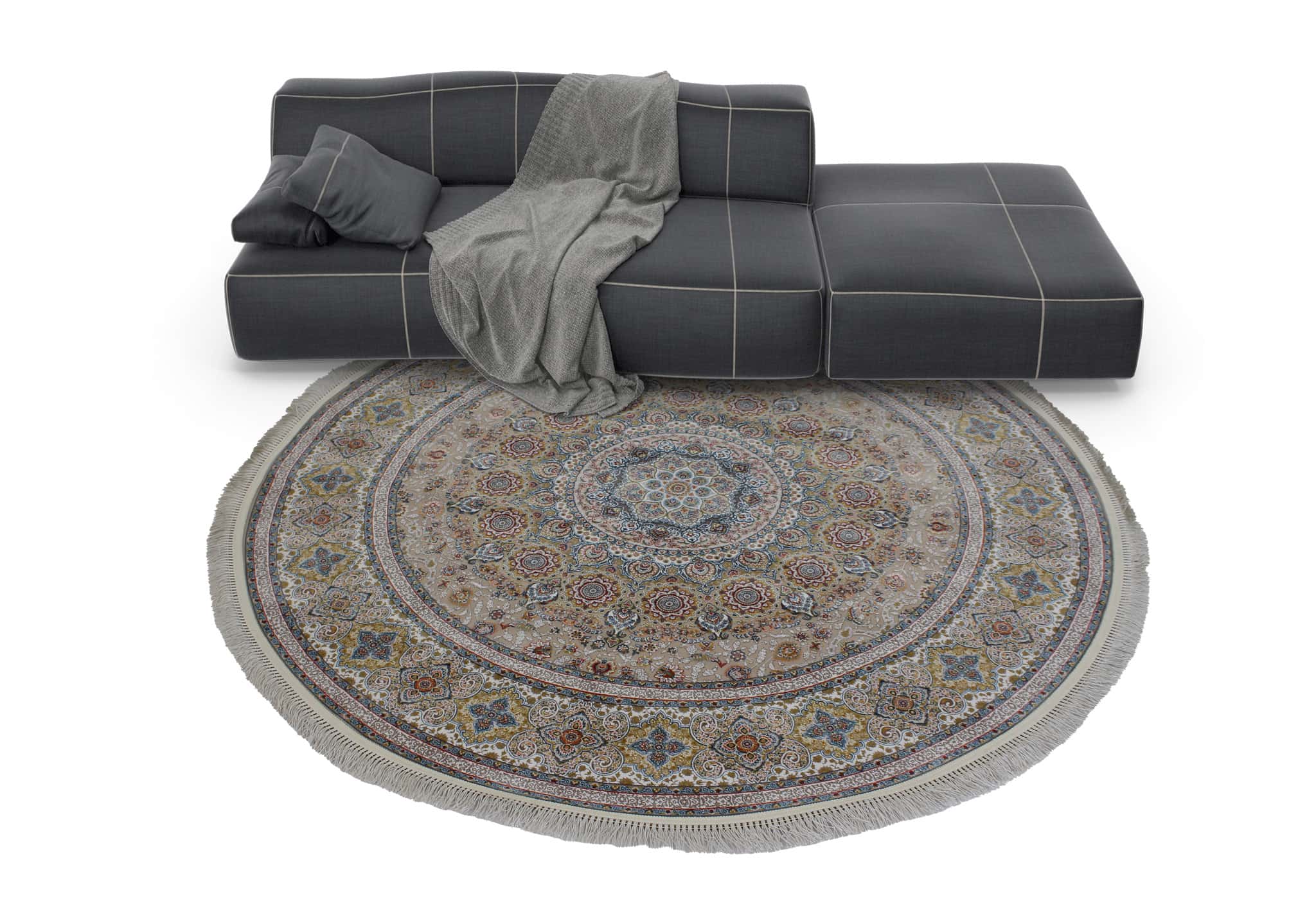 Zartosht 5300 Beige Round Persian Traditional Rug - Quality Rugs and Furniture