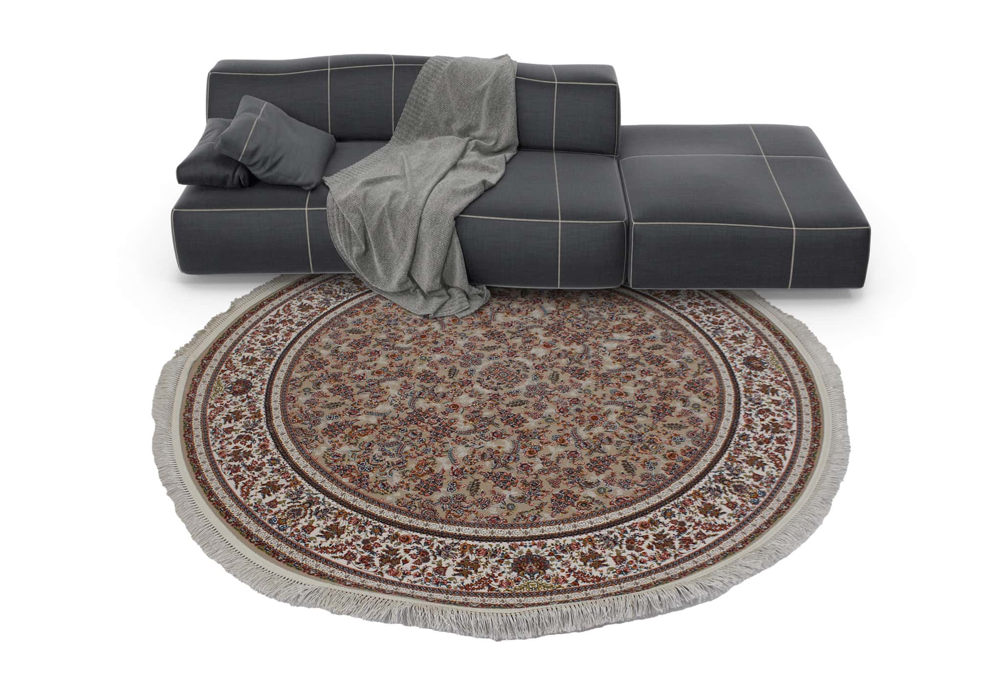 Zartosht 5330 Beige Round Persian Traditional Rug - Quality Rugs and Furniture