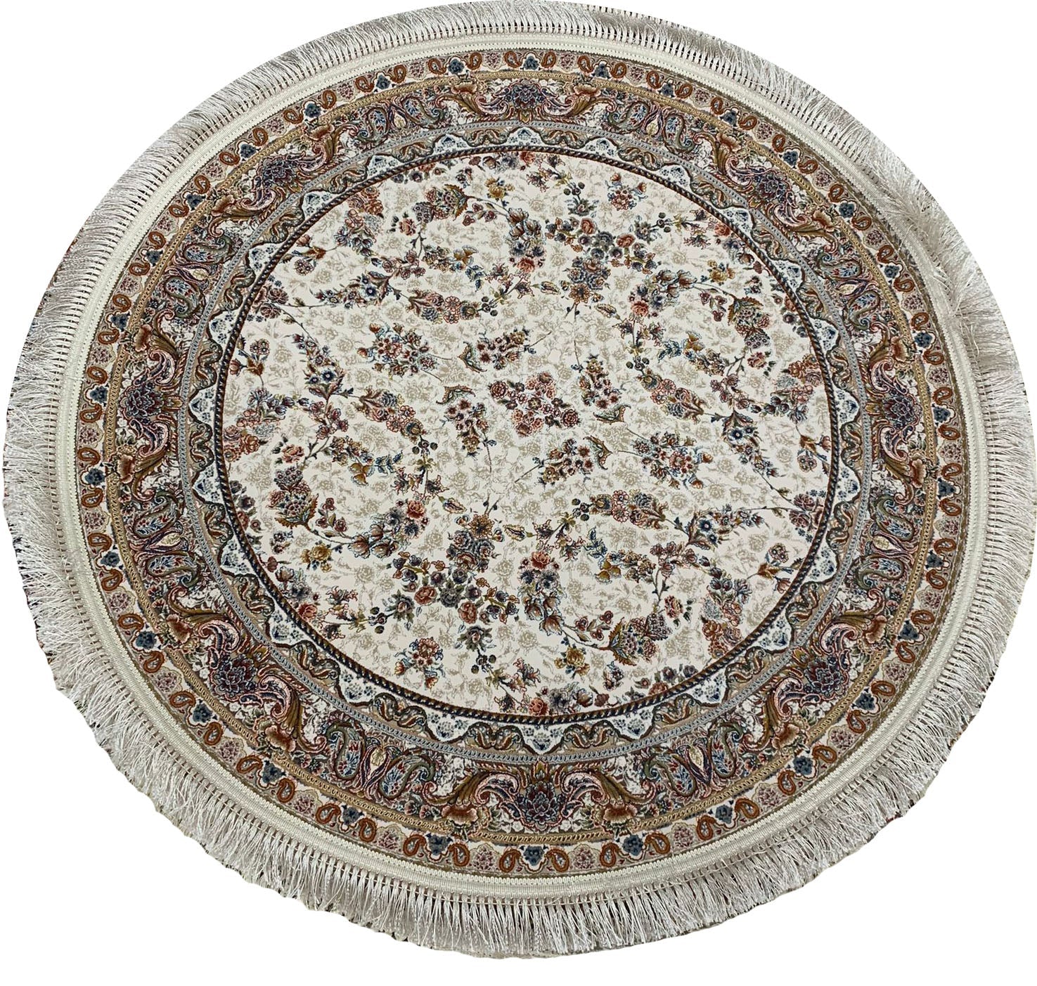 Zartosht 5333 Cream Round Persian Traditional Rug - Quality Rugs and Furniture