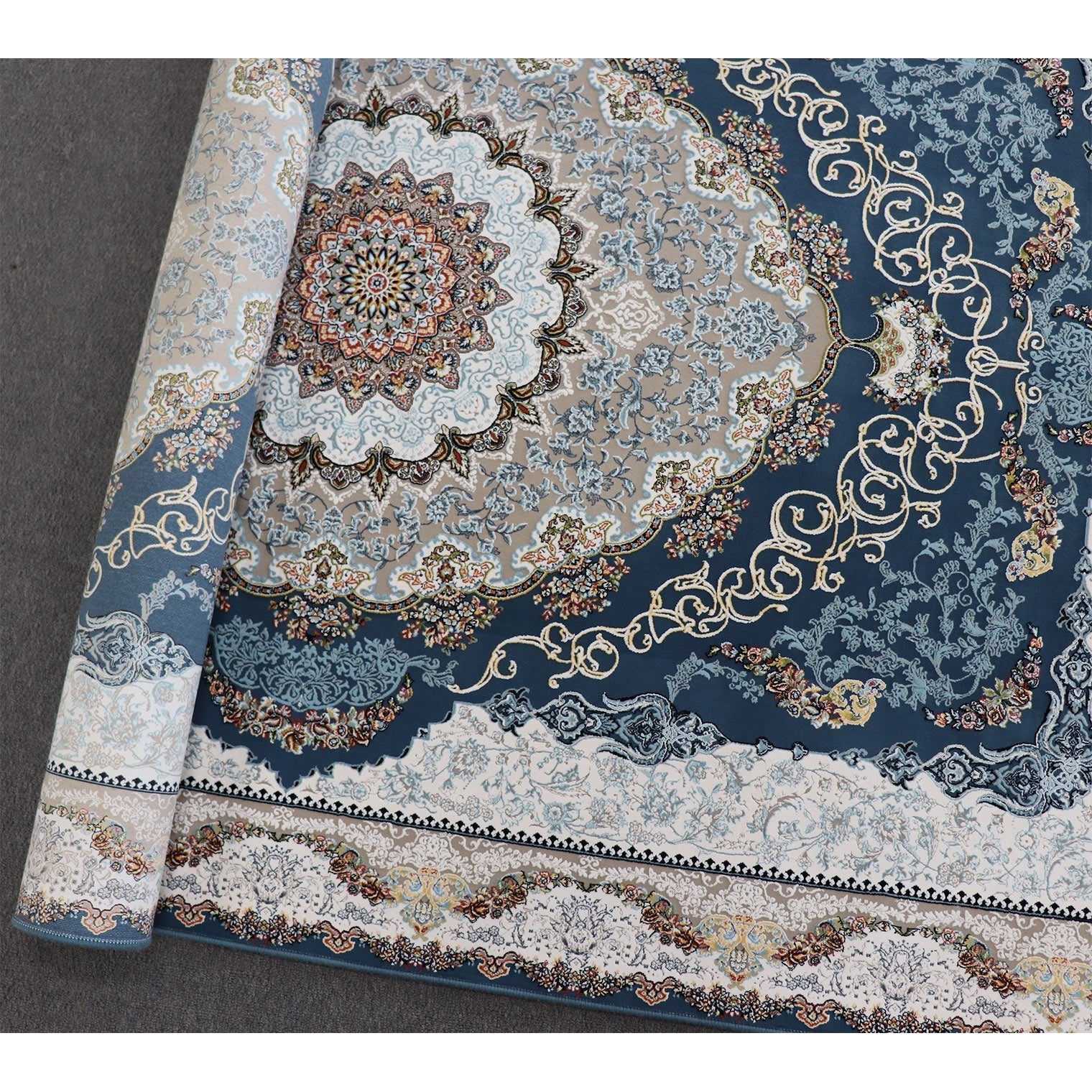 Zartosht 5511 Dark Blue Round Persian Traditional Rug - Quality Rugs and Furniture