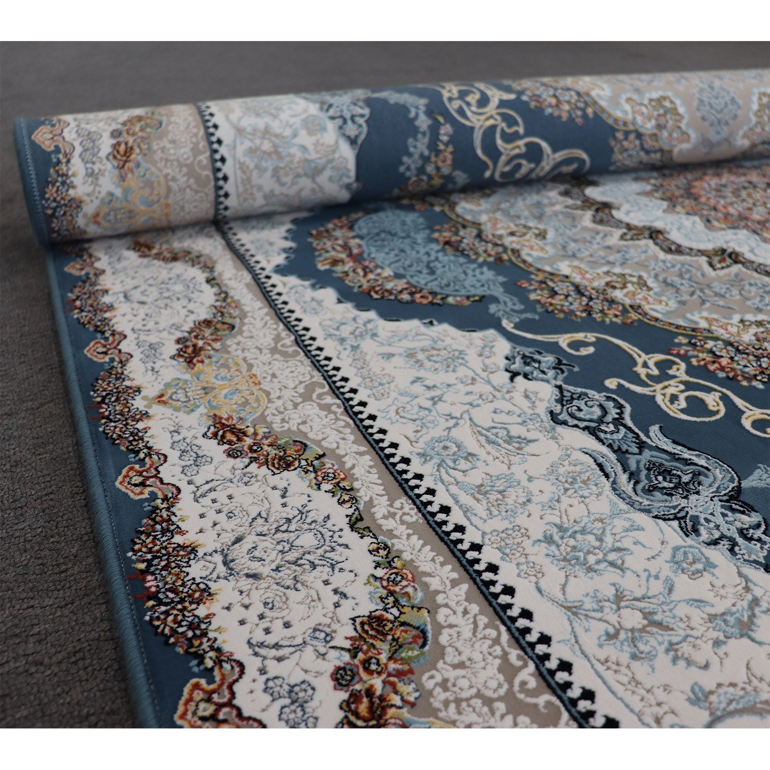 Zartosht 5511 Dark Blue Round Persian Traditional Rug - Quality Rugs and Furniture