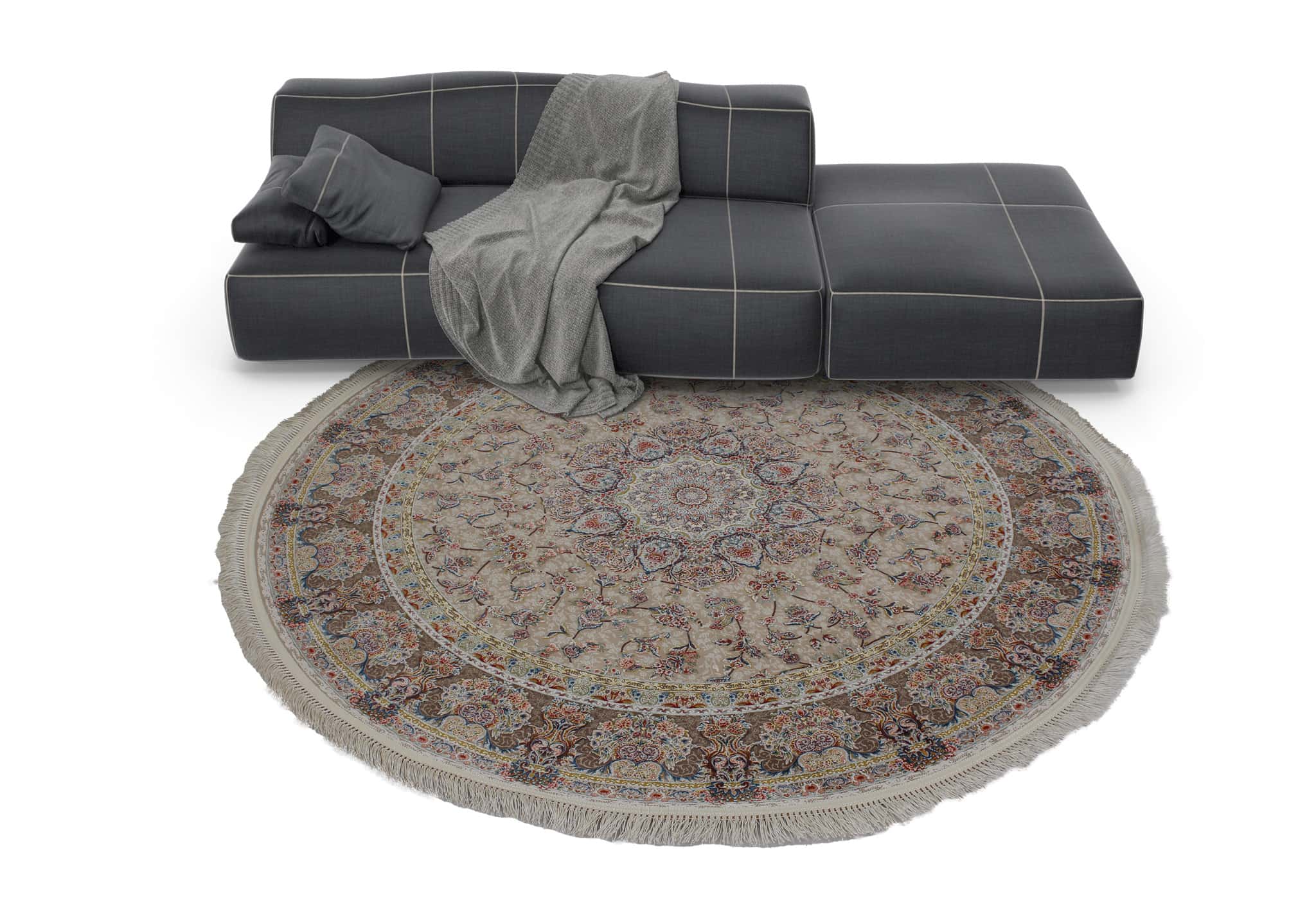 Zartosht 5858 Beige Round Persian Traditional Rug - Quality Rugs and Furniture