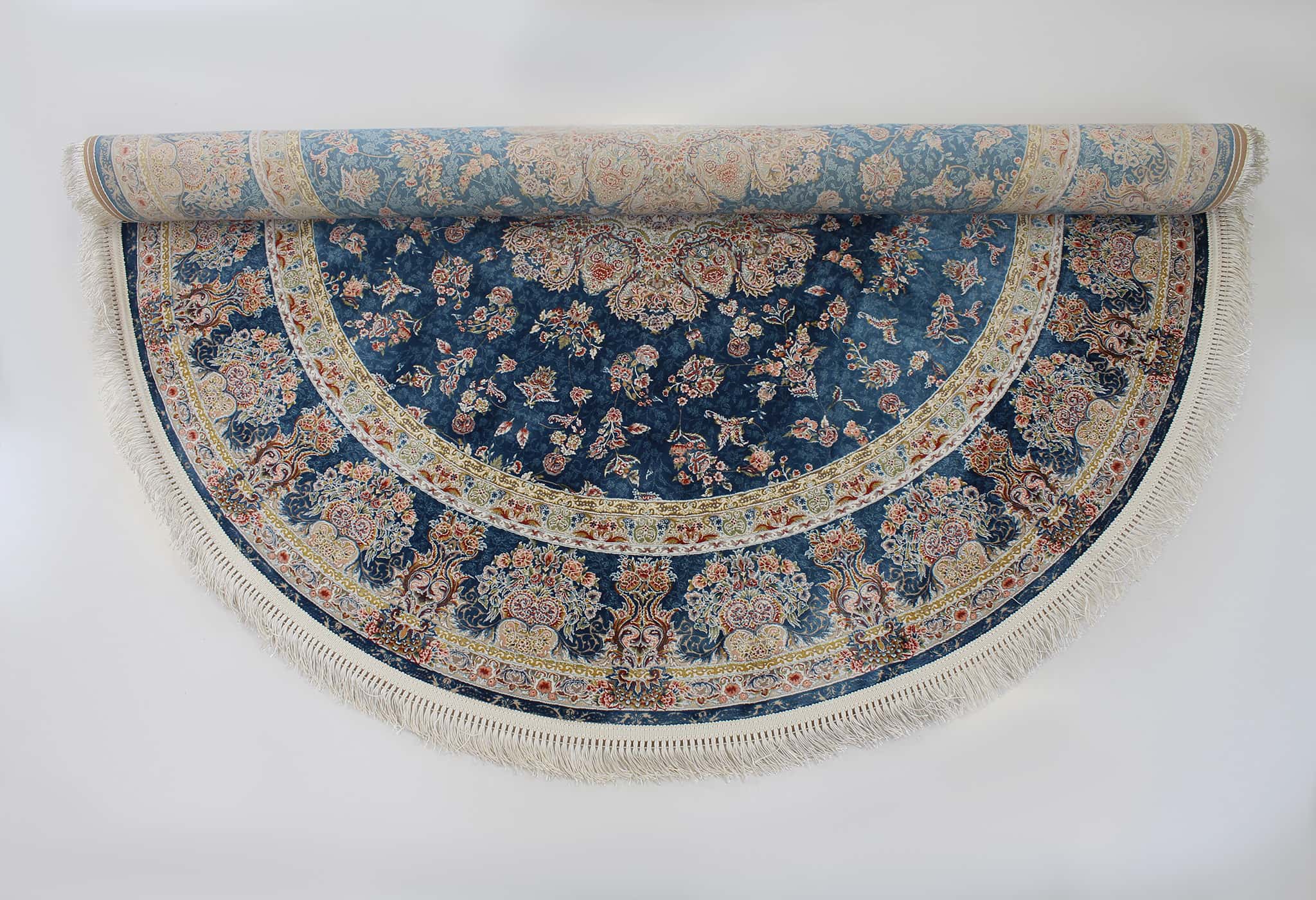 Zartosht 5858 Marin Blue Round Persian Traditional Rug - Quality Rugs and Furniture