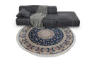 Zartosht 5858 Marin Blue Round Persian Traditional Rug - Quality Rugs and Furniture