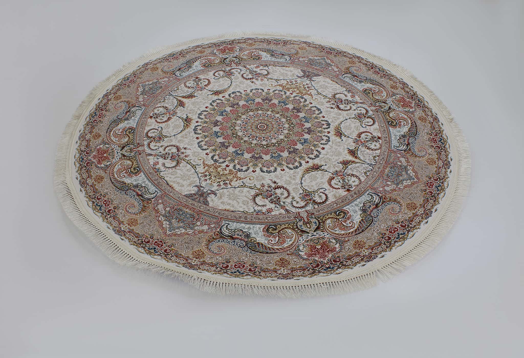 Zartosht 6090 Cream Round Persian Traditional Rug - Quality Rugs and Furniture