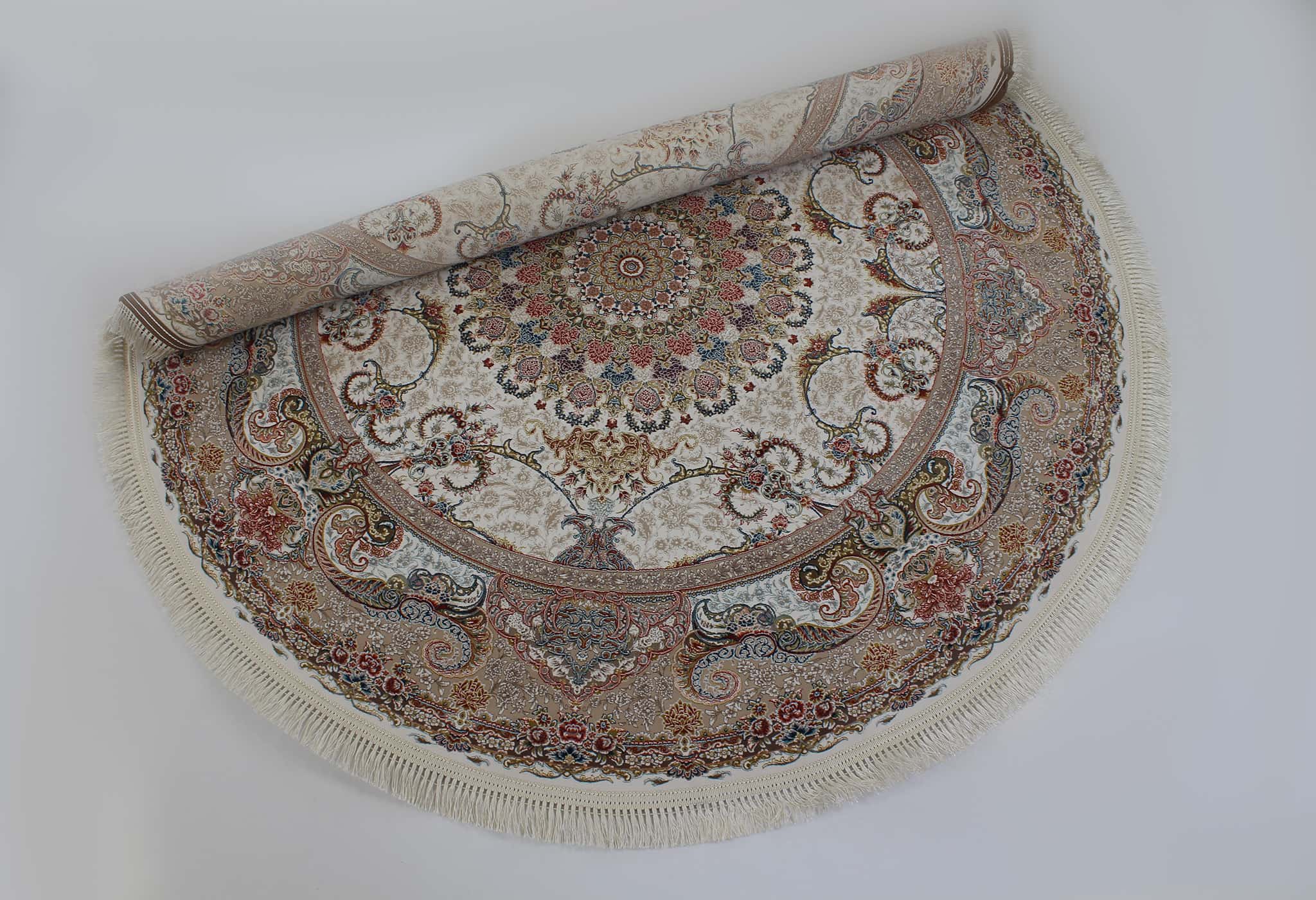 Zartosht 6090 Cream Round Persian Traditional Rug - Quality Rugs and Furniture