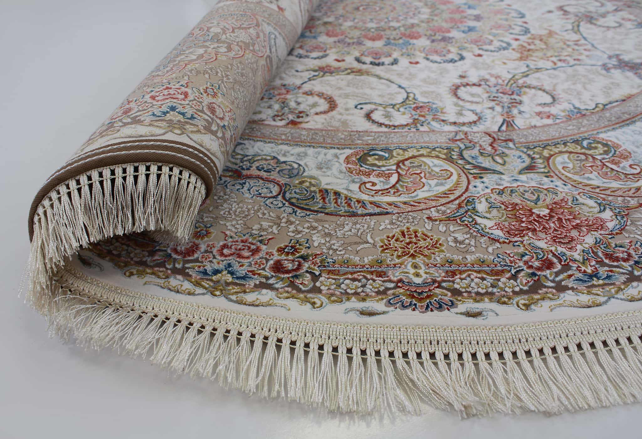 Zartosht 6090 Cream Round Persian Traditional Rug - Quality Rugs and Furniture