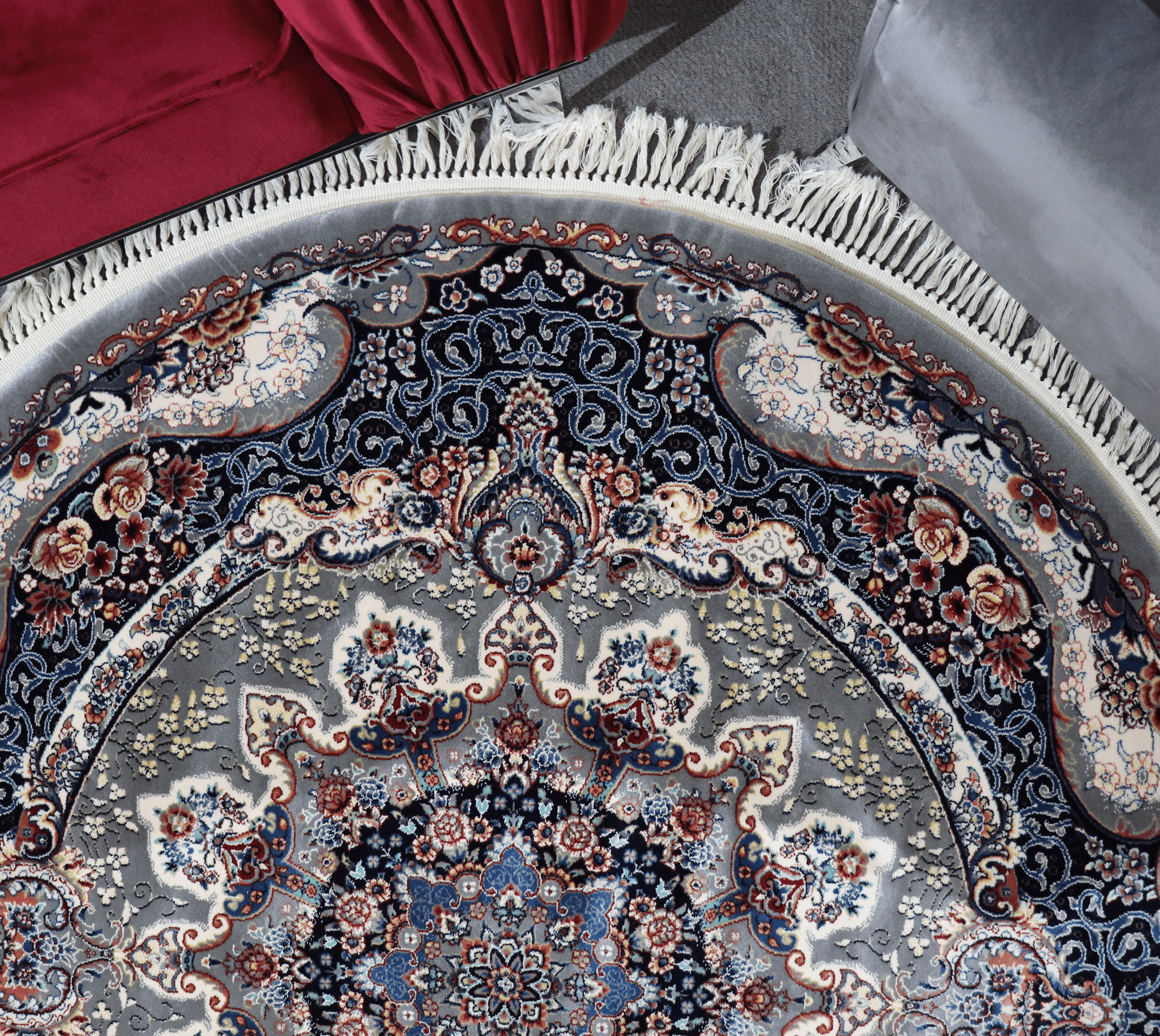Zomorod 25038 Grey Round Traditional Rug - Quality Rugs and Furniture