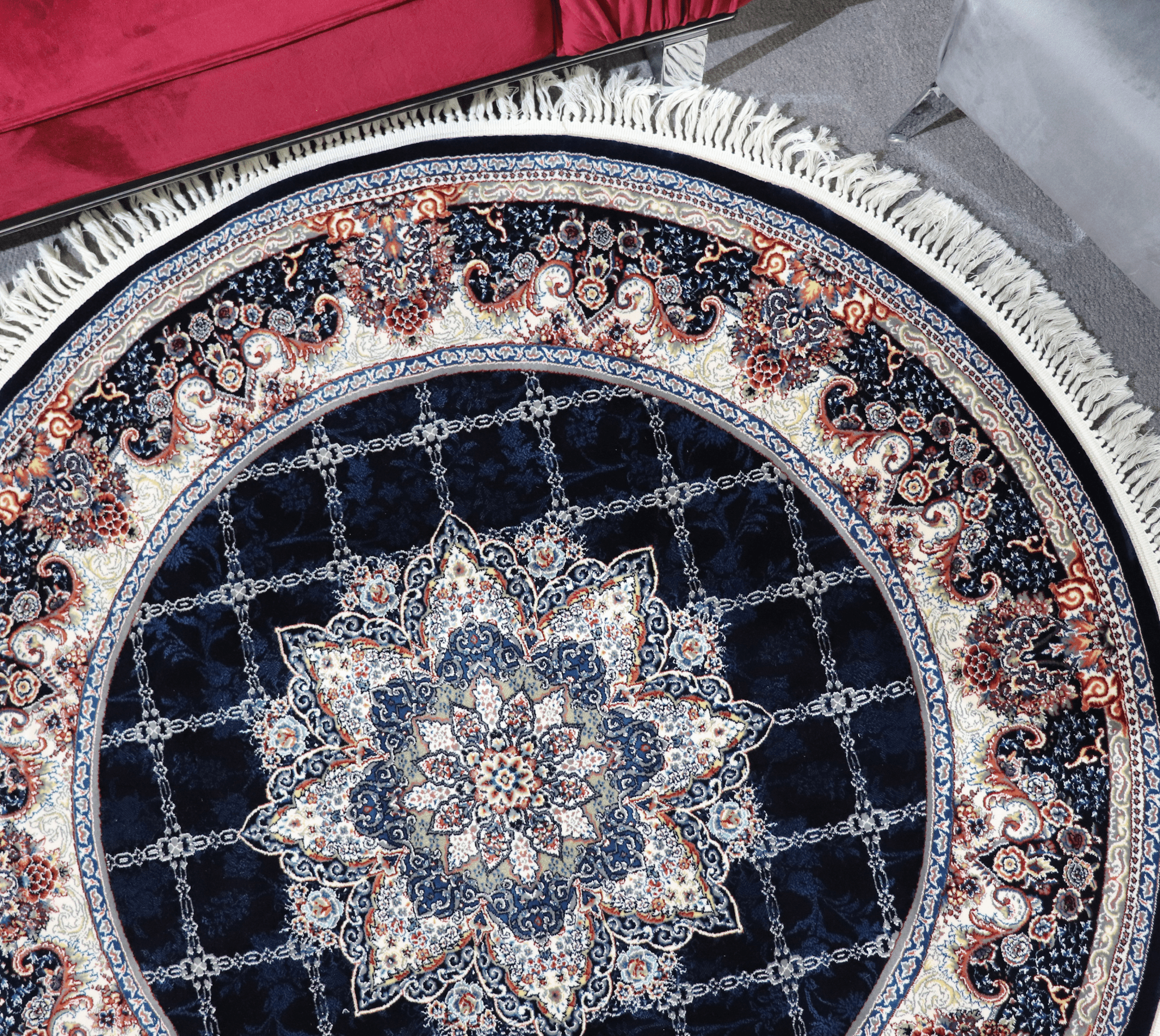 Zomorod 25039 Navy Round Traditional Rug - Quality Rugs and Furniture