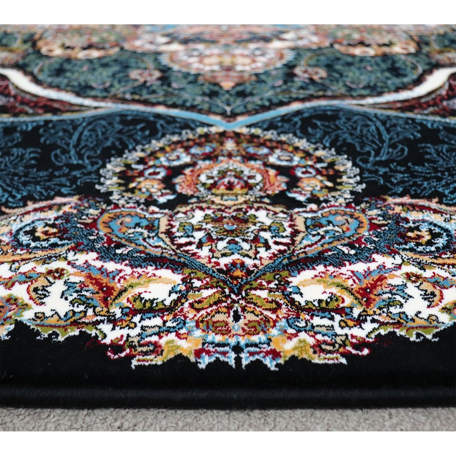 Zomorod 25050 Black Hallway Runner Traditional Rug - Quality Rugs and Furniture