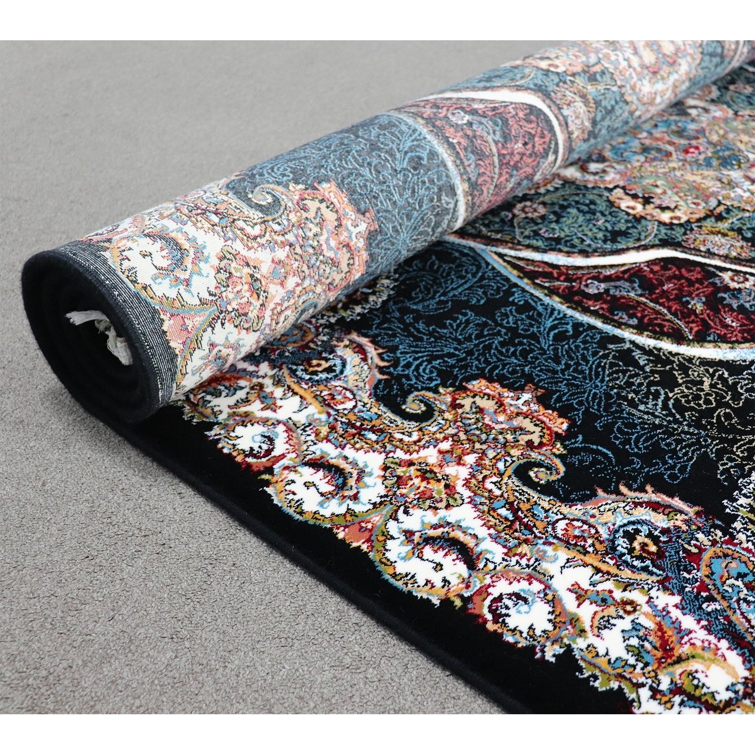 Zomorod 25050 Black Hallway Runner Traditional Rug - Quality Rugs and Furniture