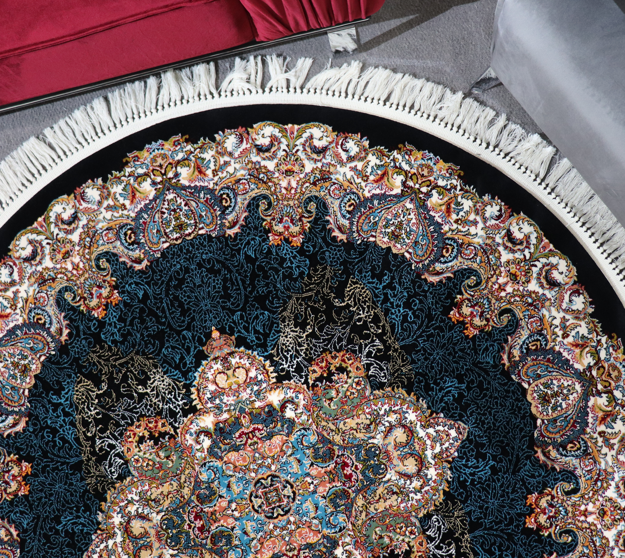 Zomorod 25050 Black Round Traditional Rug - Quality Rugs and Furniture