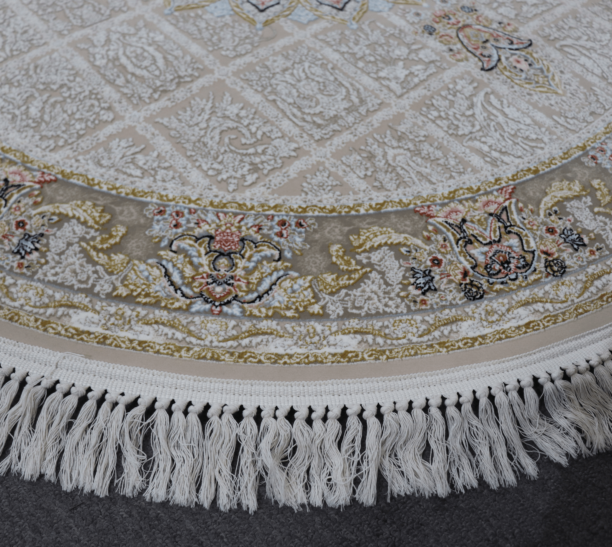 Zomorod 37006 Beige Round Traditional Rug - Quality Rugs and Furniture